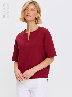 Плотная футболка из футера 2-нитки с V-вырезом HIGH TEMP