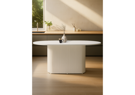 Стол деревянный Woodville Барон О 160 х 90 белая пленка шагрень, белые ноги