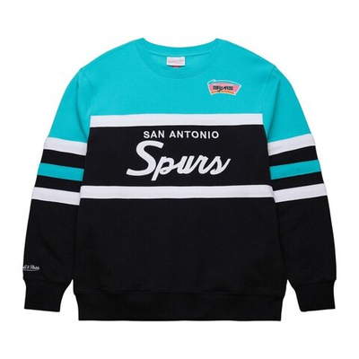 Толстовка Mitchell&Ness NBA Vintage Logo Head Coach Fleece Pullover San Antonio Spurs Turquoise-Black