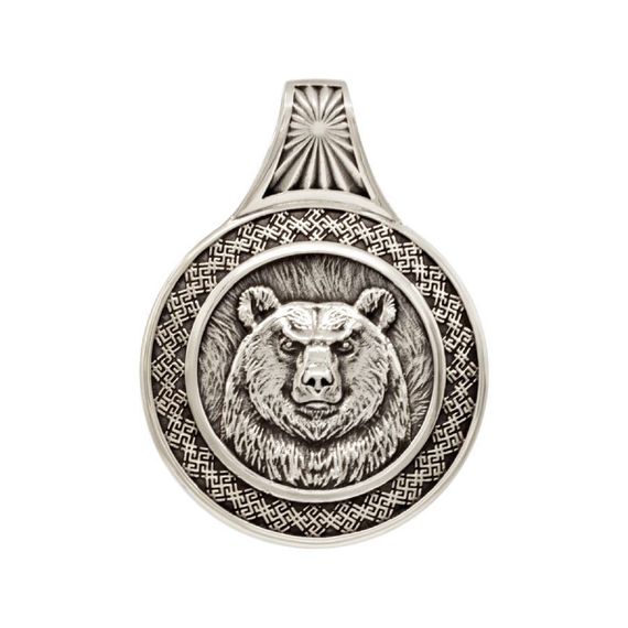 Велес медведь большой - подвеска из мельхиора, фото 1