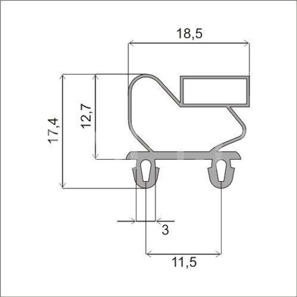 Уплотнительная резинка для холодильного шкафа Polair ШХ-0,5 ДСУН (BC105-P)1390 х 655 мм