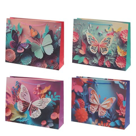 GAEM Пакет подарочный L (бумага 210г/м2, блок микс 12шт), L38,5 W11 H30 см, 4в.