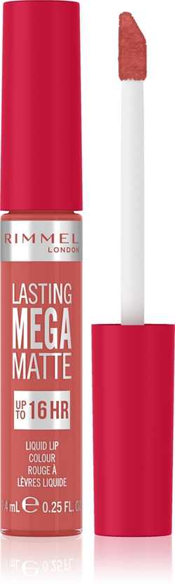 Rimmel Lasting Mega Matte - Легкая матовая помада в жидкой форме на 16 часов оттенок Coral Sass, 7 ml