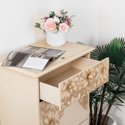 Тумба для обуви Терра-3 (с 3-мя ящиками) Айвори Мраморное золото