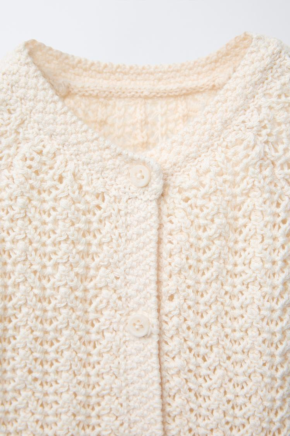 ZARA КОМБИНЕЗОН ИЗ КРУЖЕВА КРОШЕ, ЭКРЮ