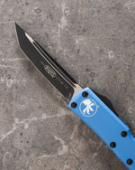 Автоматический складной нож SteelBro Microtech UTX-85 T/E Light Blue Tanto Black 233-1LBL (голубой) фронталка/выкидуха