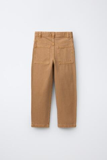 ZARA ХОЛЩОВЫЕ БРЮКИ ПРЯМОГО КРОЯ, ТЫКВЕННЫЙ