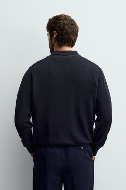 ZARA ПОЛО ИЗ ШЕРСТИ, МОРСКОЙ СИНИЙ