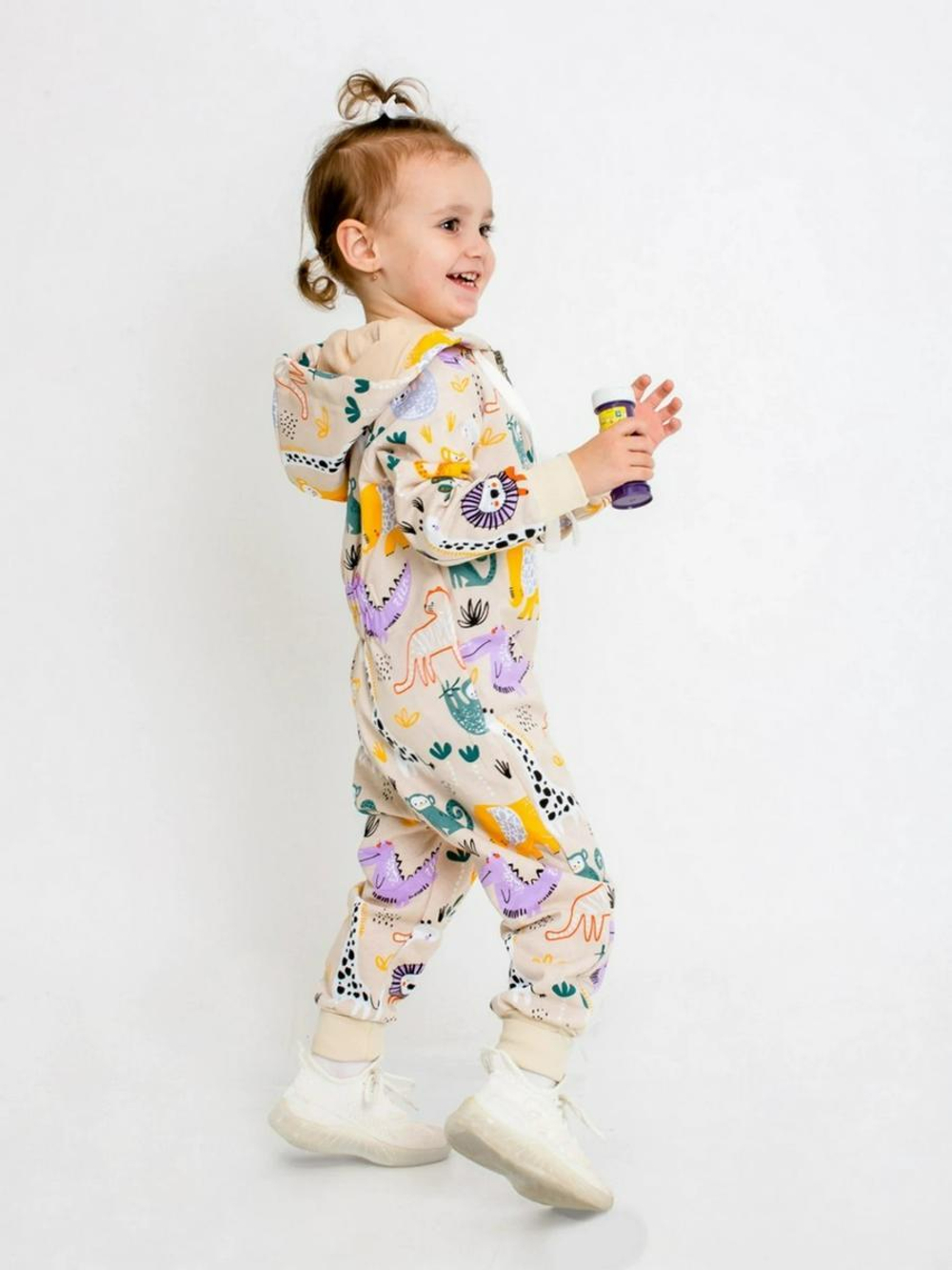 Комбинезон для девочек футер "Рэббит-2" К-93/2, р.116 бежевый (Ивашка)