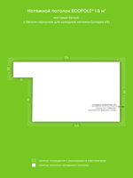 Натяжные потолки 18 м2, 11.5 м2, 3.1 м2, 1.5 м2