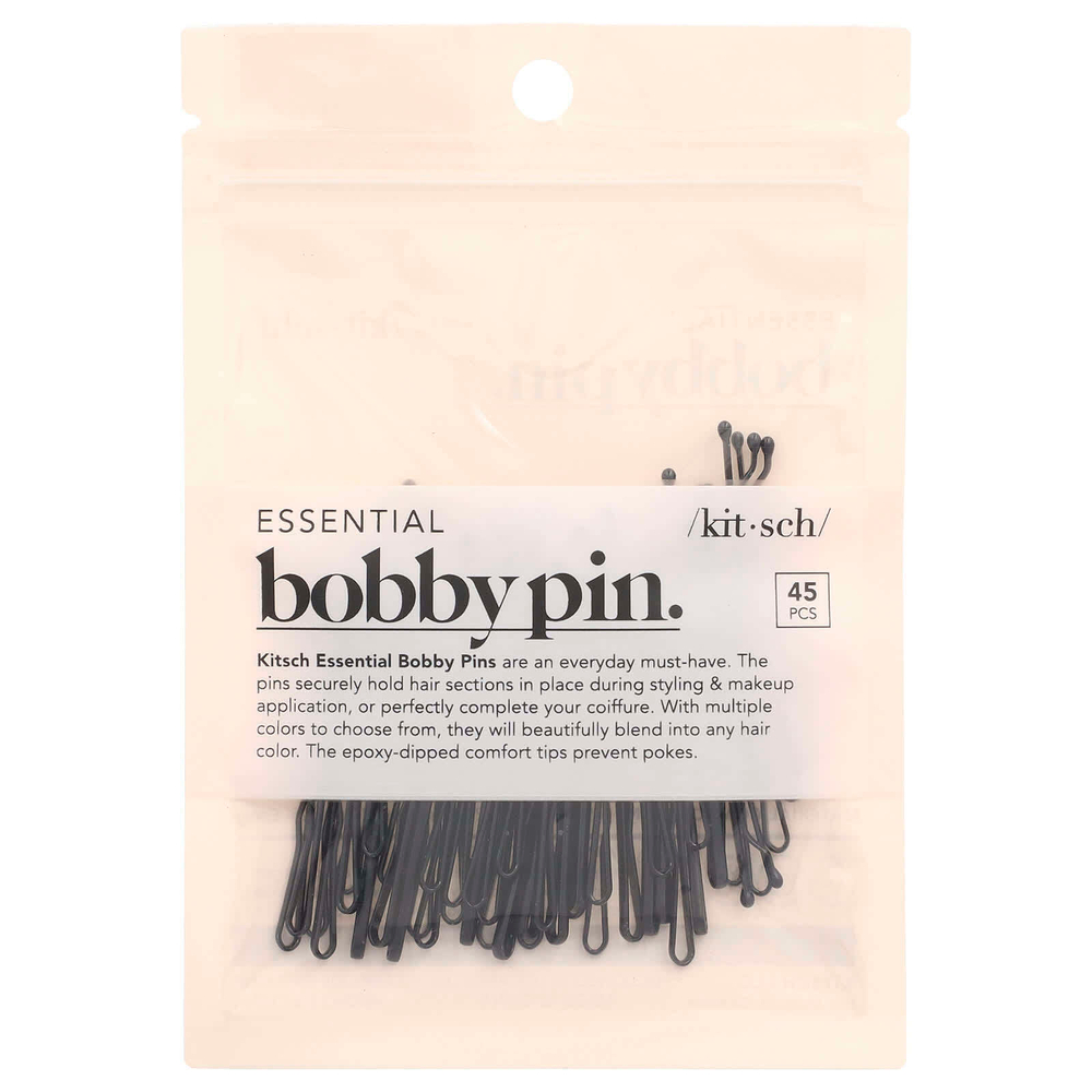 Kitsch, Заколка для бобби Essential, черная, 45 шт.