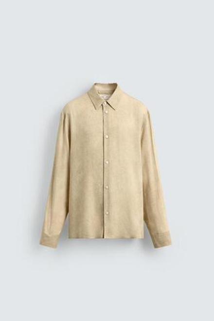 ZARА РУБАШКА ИЗ СТРУЯЩЕЙСЯ ВИСКОЗЫ, БЕЖЕВЫЙ