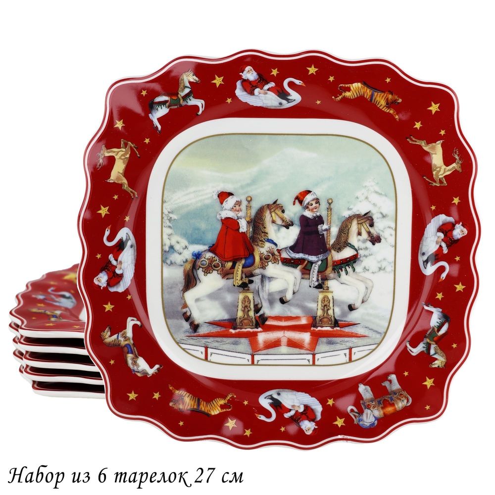 Lenardi 305-179 Набор из 6 тарелок 27см НОВЫЙ ГОД в под.уп.(х6)Фарфор