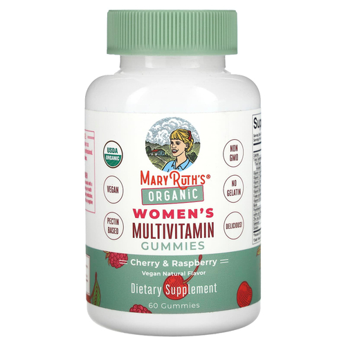 MaryRuth's, органические мультивитамины для женщин, вишня и малина, 60 жевательных таблеток