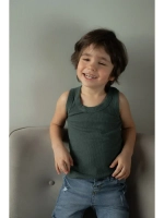 Темно-зеленая майка детская базовая