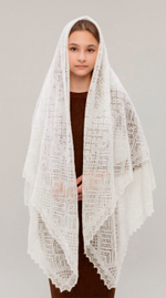 Оренбургский пуховый платок-паутинка А160-02 экрю