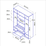 Шкаф для одежды распашной 4 двери 3 ящика Марм 161х51х208 см со штангой и полками