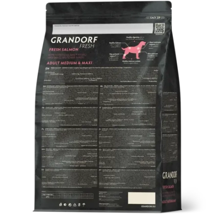 Grandorf Fresh, Fresh Salmon, Adult Medium & Maxi для собак средних и крупных пород (Свежее филе лосося с бататом)