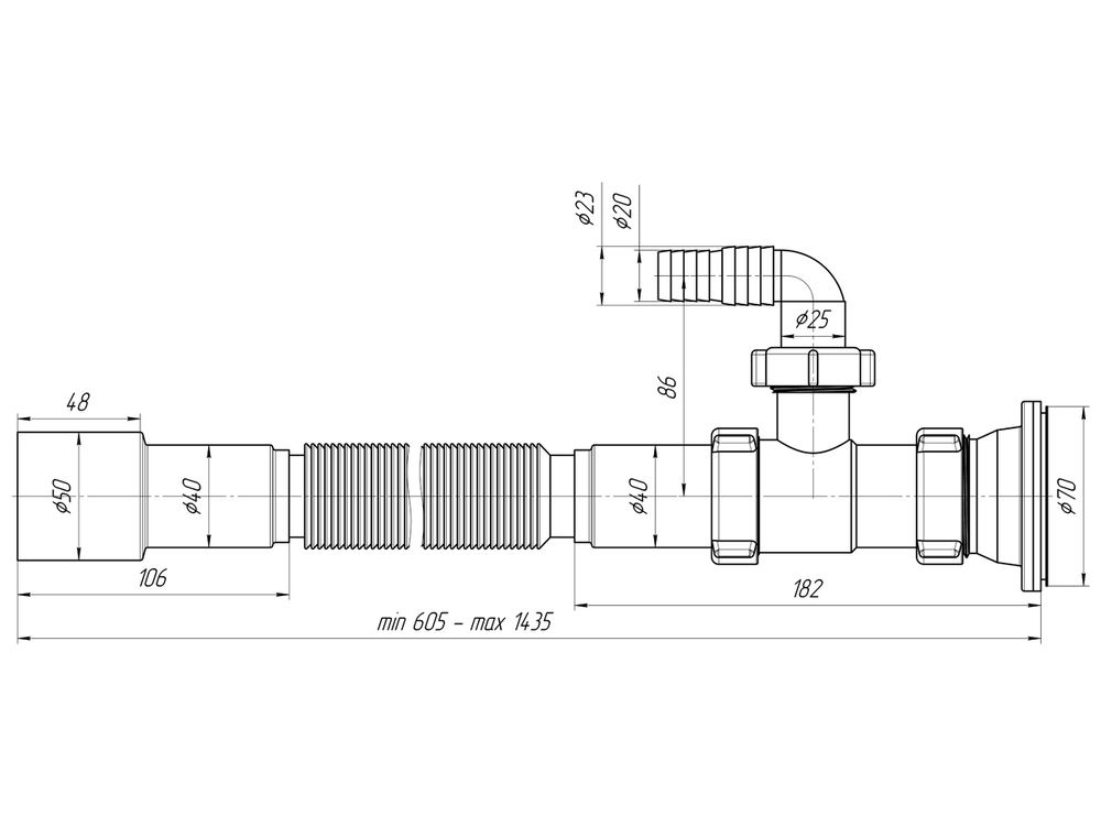 Гофросифон 1 1/2"*40*50 Ani G118 удлиненный с носиком АНИ пласт