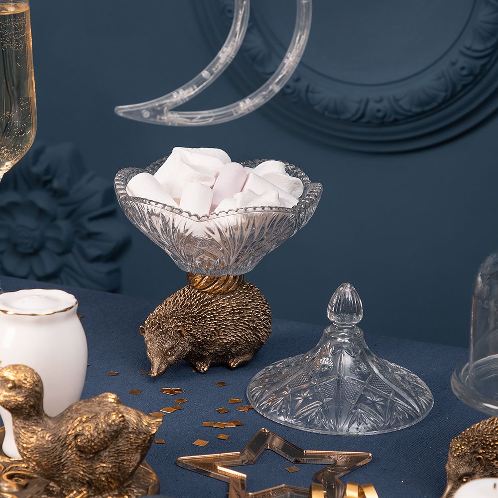 Сахарница стеклянная с крышкой Ежик Барб Бронза