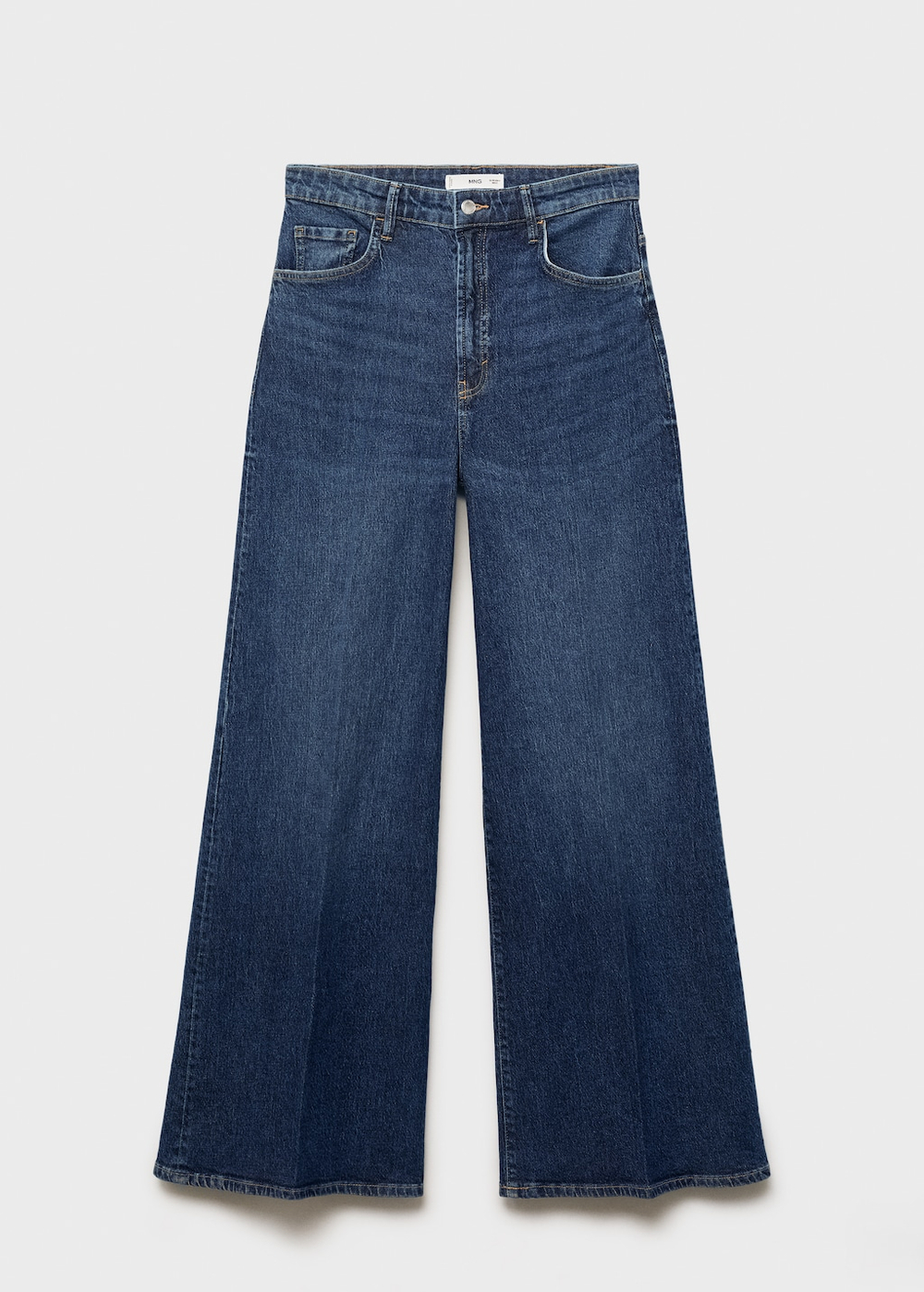 Джинсы с широкими штанинами и высокой посадкой