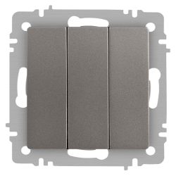 Выключатель Intro Accent 6-106-09 тройной, 10А-250В, IP20, СУ, AL/CU, титан | Intro