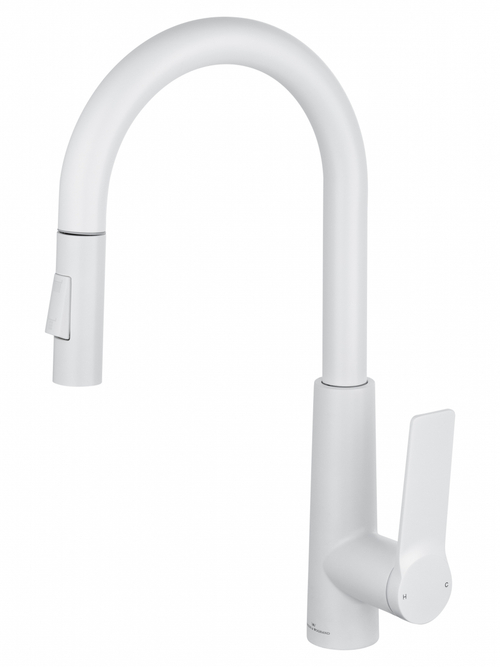 Смеситель для кухни с выдвижным изливом WONZON & WOGHAND, Белый матовый (WW-A20782-MW)