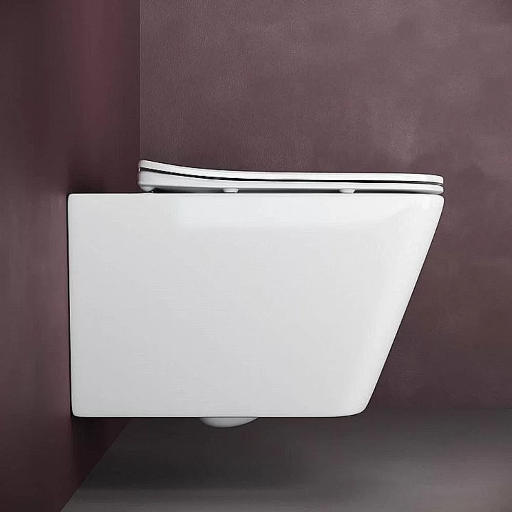 Унитаз подвесной Ceramica Nova Forma CN3009_1001M_1000 безободковый, с крышкой микролифт, с инсталляцией и кнопкой матовый хром