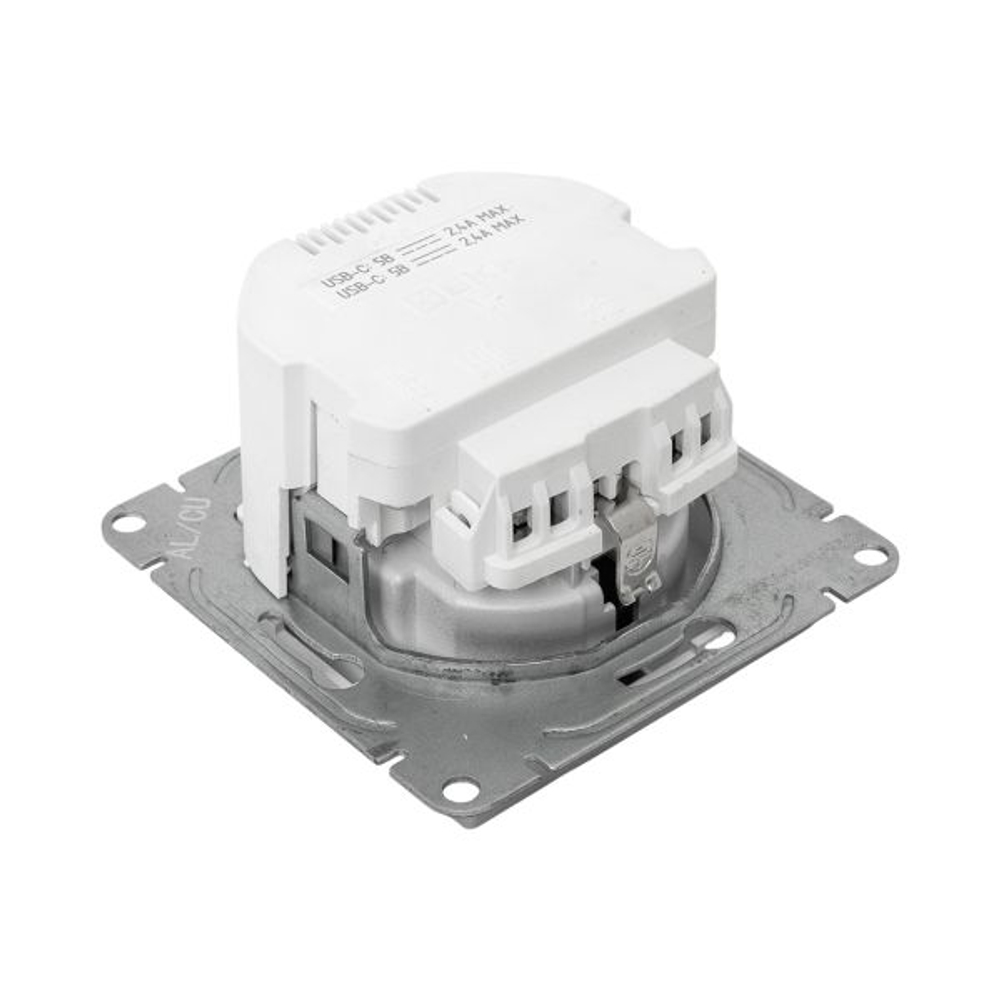 Механизм розетки с USB-C - 2шт, 16А, с заземлением, со шторками, алюминий Эпика EKF