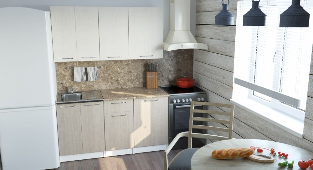 Кухонный гарнитур Ольга мини 1 1000 мм (Латте/Карамель/Белый, Аламбра темная)