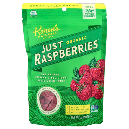 Karen's Naturals, Organic Just Raspberries, органическая малина, 42 г (1,5 унции)