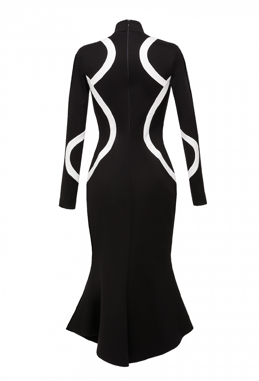 Fall/Winter 2021 Чёрное трикотажное платье с длинным рукавом силуэта годе