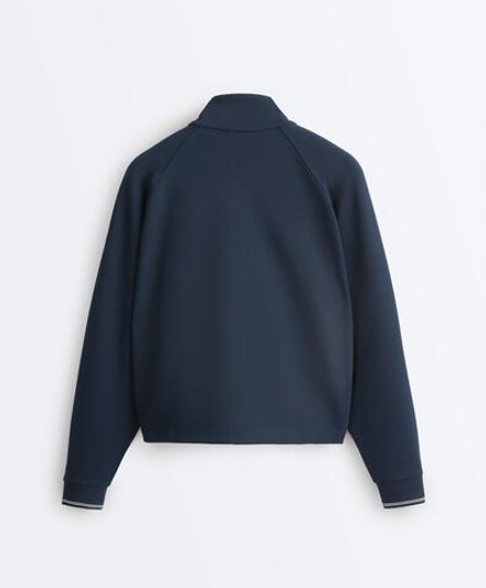 Oysho Куртка пике из хлопка с контрастным Piping, синий