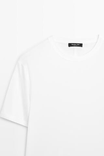 Massimo Dutti Футболка из 100% хлопка с короткими рукавами, белый