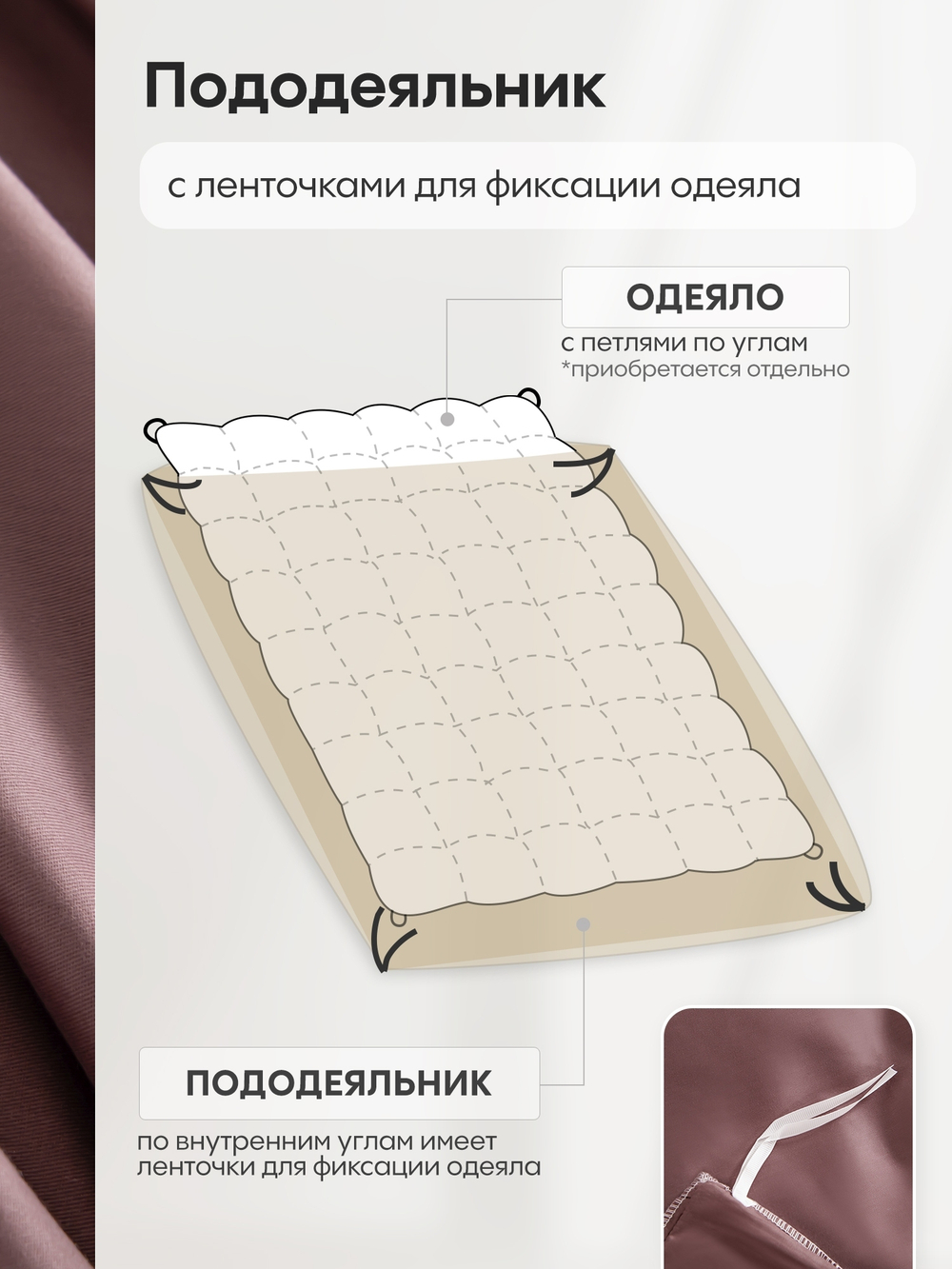 КПБ Однотонный Сатин Элитный на резинке OCER007, Евро, 4 наволочки, простынь 180*200*30