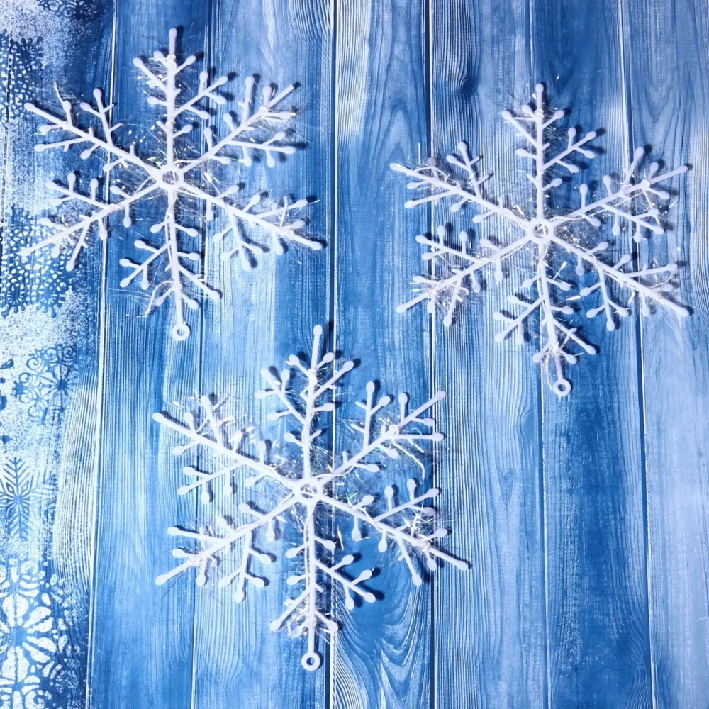 Украшение новогоднее «Снежинка» 13 см (набор 3 шт), Белый