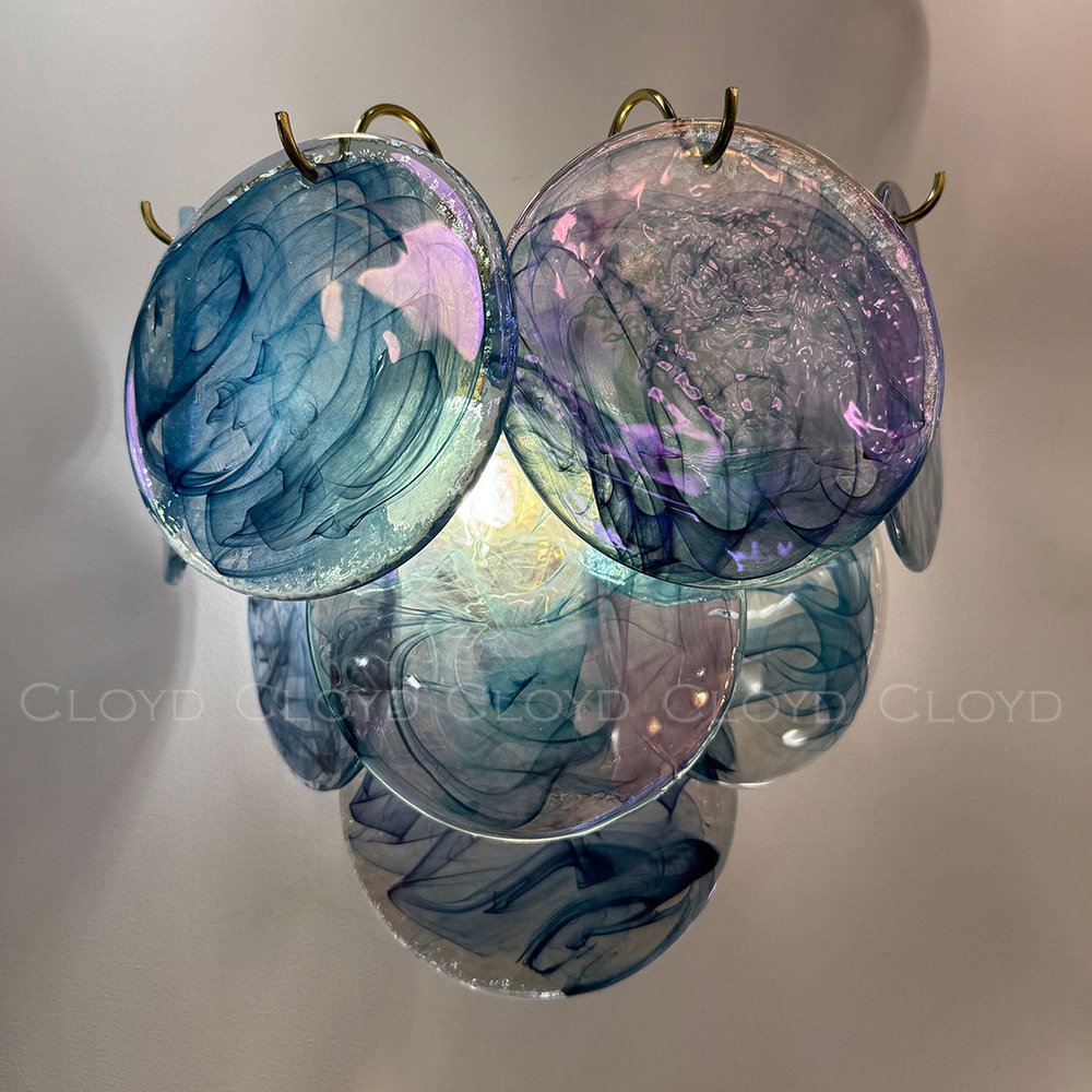 Бра Cloyd LINZE-B W2 / выс. 32 см - латунь - голубое стекло (арт.20483)