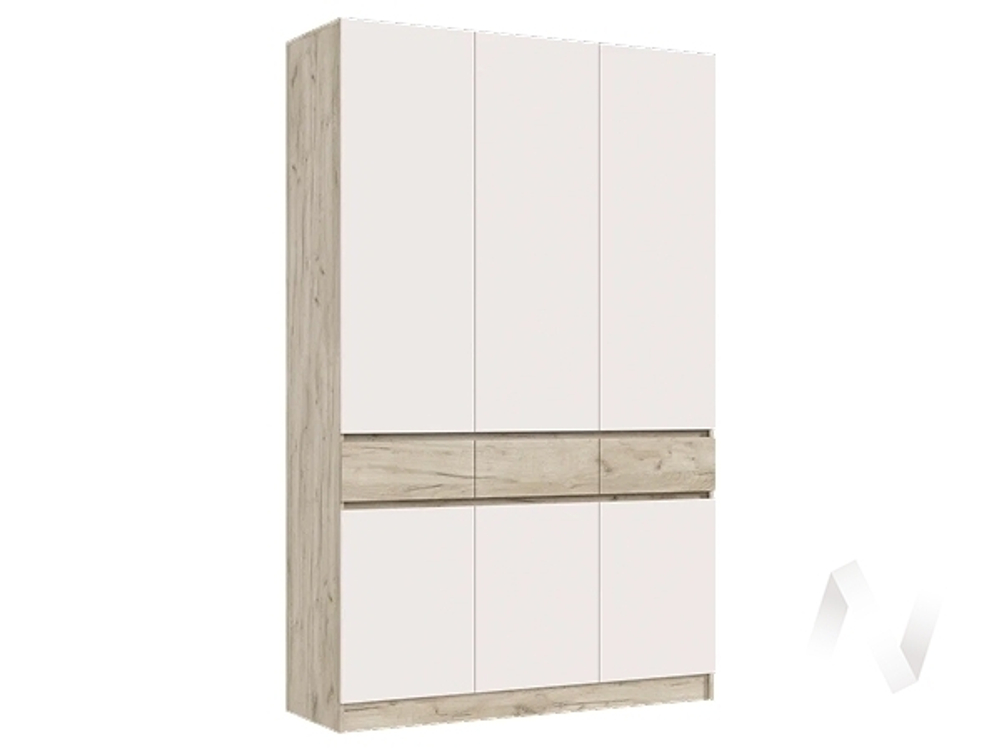 Шкаф 3-х ств МС Роджина (дуб крафт серый/кашемир; дуб крафт серый)