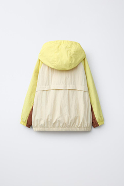 ZARA ЛЕГКИЙ ДОЖДЕВИК В СТИЛЕ КОЛОР-БЛОК, ЭКРЮ/ЖЕЛТЫЙ