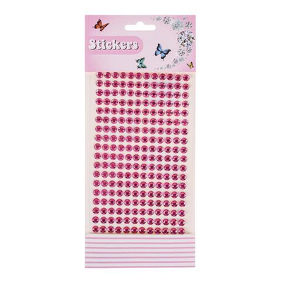 Наклейки Стразы, круглые, 22*10см, розовые