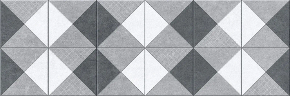 Настенная плитка Alma Ceramica TWU93ORG27R Origami 30x90 серая / белая матовая под мозаику с орнаментом