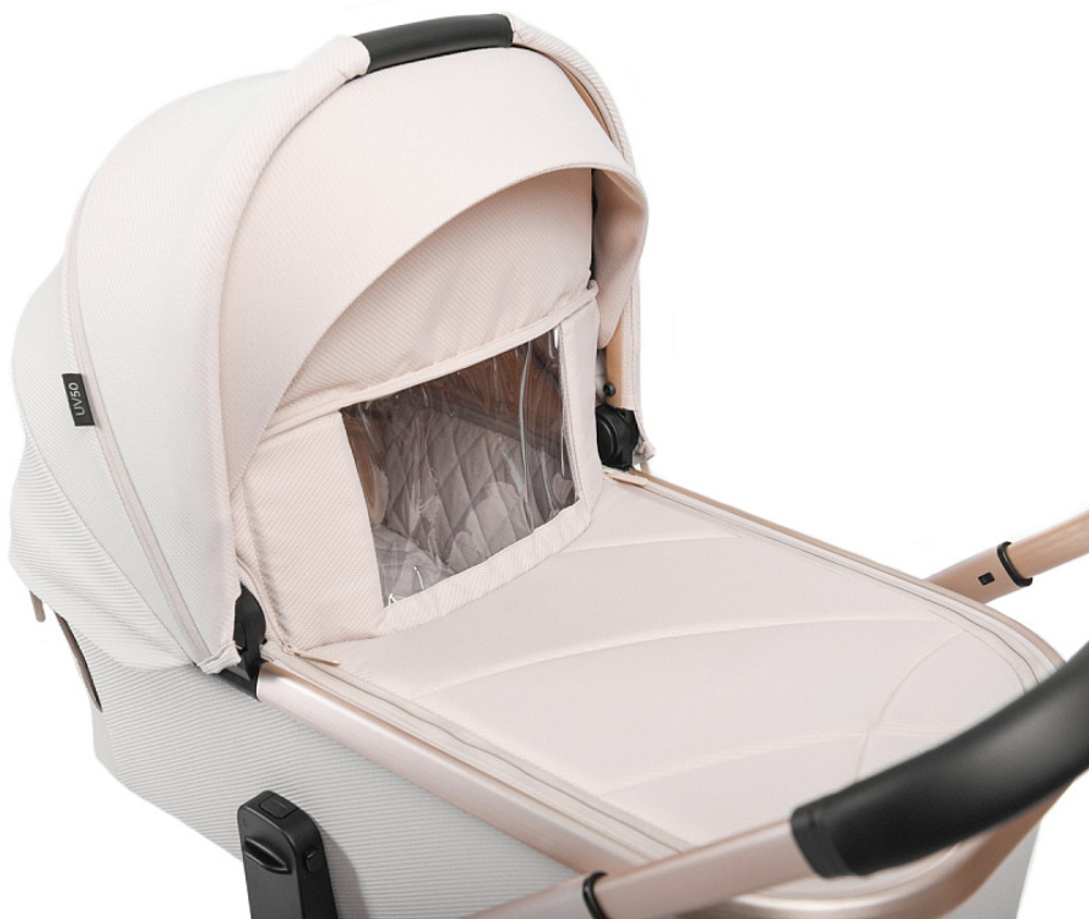 Детская коляска Peppy Monaco 3 в 1 с автокреслом First Beige (бежевый), рама беж, шлифованный алюминий