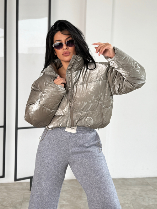 Короткая куртка мини оверсайз широкая еврозима золото