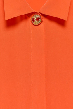 ZARA X MARISA BERENSON ШЕЛКОВАЯ РУБАШКА, КРАСНЫЙ/ОРАНЖЕВЫЙ