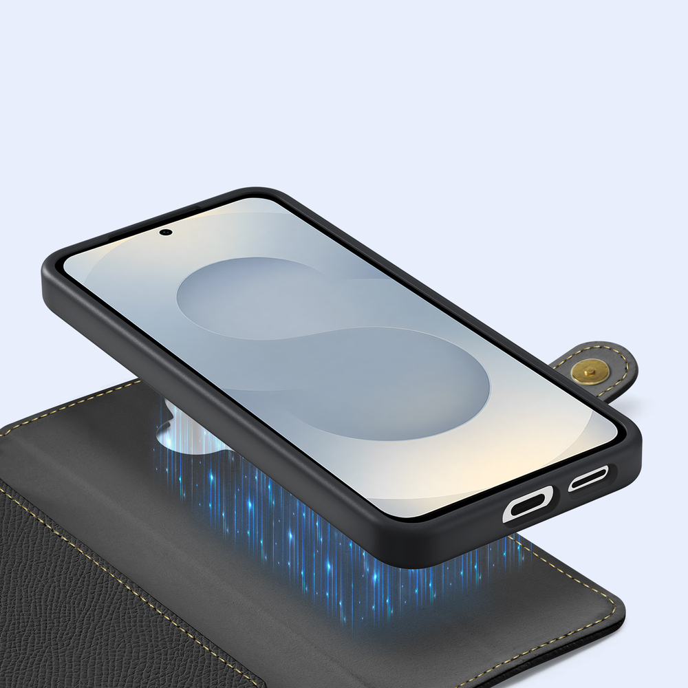 Чехол кошелек с MagSafe из TPU кожи от Dux Ducis для смартфона Samsung Galaxy S25+, серия Lawa Series Case