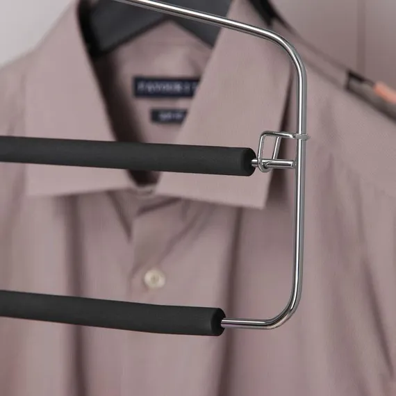 Вешалка для одежды антискользящая 2-х уровневая SAVANNA, 37×22 см, металл / полиуретан, цвет чёрный