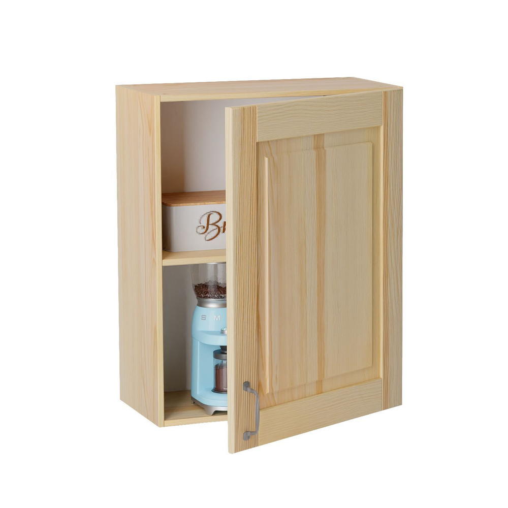 Навесной кухонный шкаф 60 см Венесуэла с полкой, из массива сосны в лаке