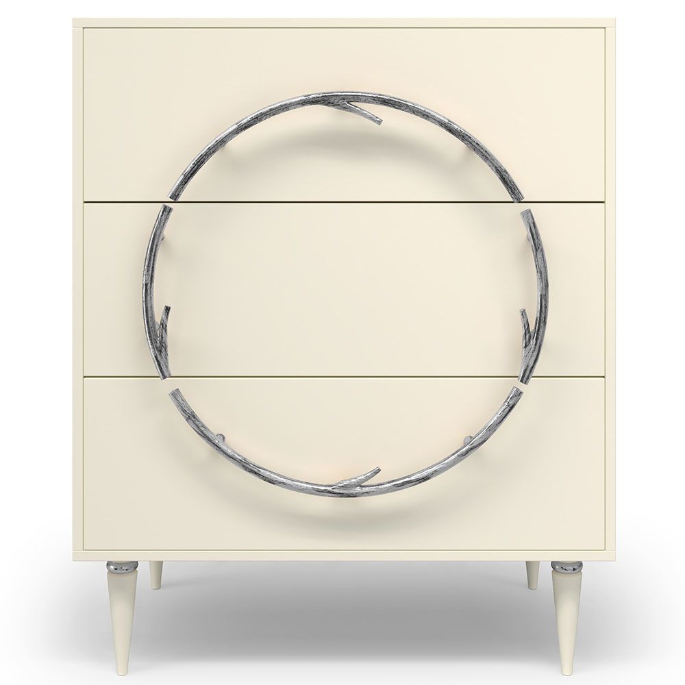 Комод Арт Колор matte Классик Сильвер с 3 ящиками Кремовый белый матовый