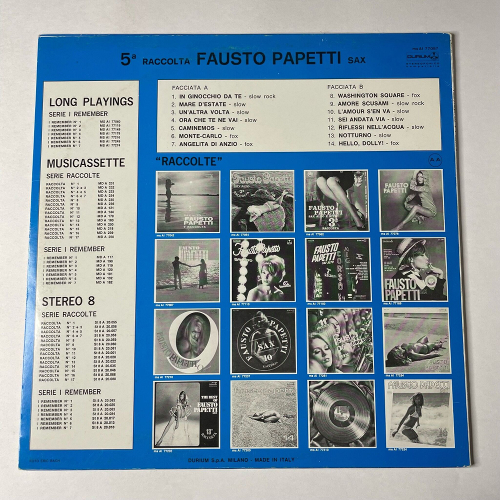 Винтажная виниловая пластинка LP Фаусто Папетти Fausto Papetti 5a Raccolta (Italy 1973)
