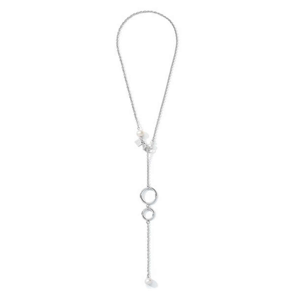 Колье Coeur de Lion Y Chain & Ring White-Silver 1103/10-1417 цвет белый, серебряный